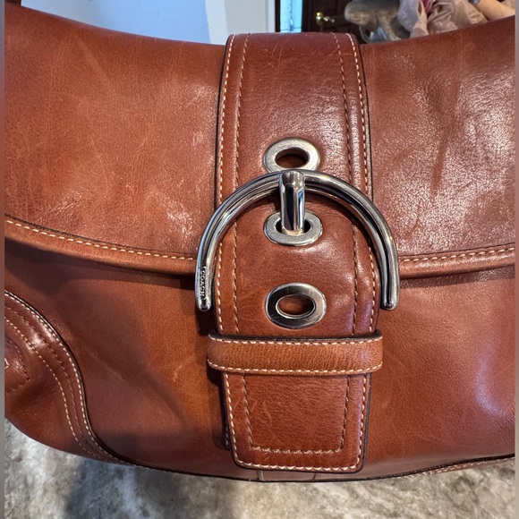 VINTAGE Coach F10192 Legacy Y2K Brown Full Grain Leather Buckle Shoulder Bag - Picture 8 of 16